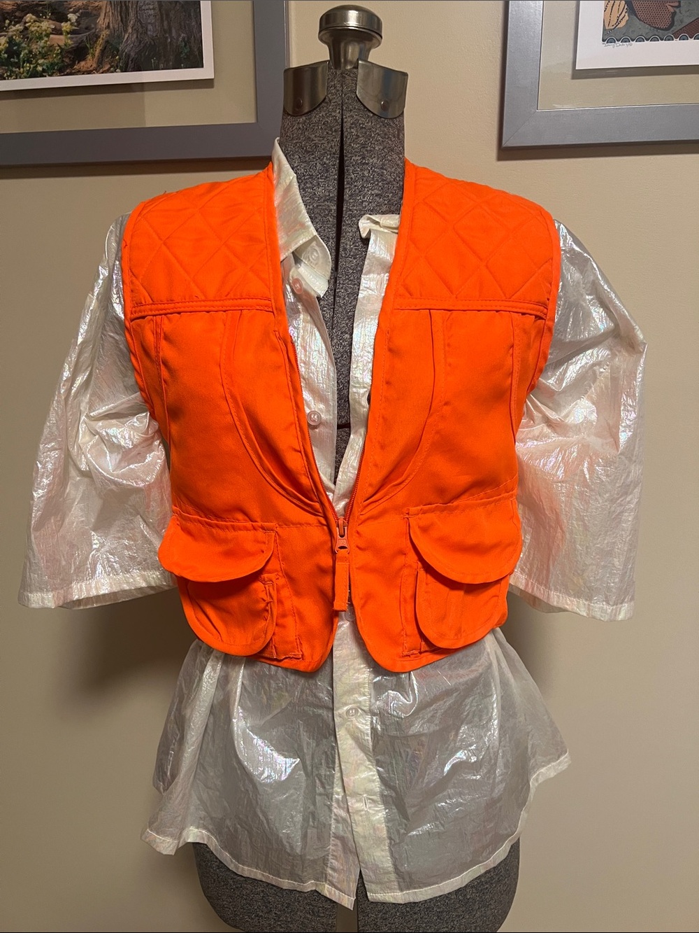 Orange Quilted Utility Vest - Women